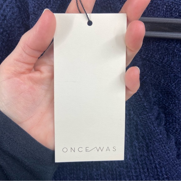 NWT Once Was Melbourne Blue Mohair Wool V- Neck Sweater Size Small - Picture 7 of 11